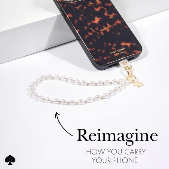 kate spade White and Gold Phone Case Strap in Sea Pearl - Picture 4 of 6